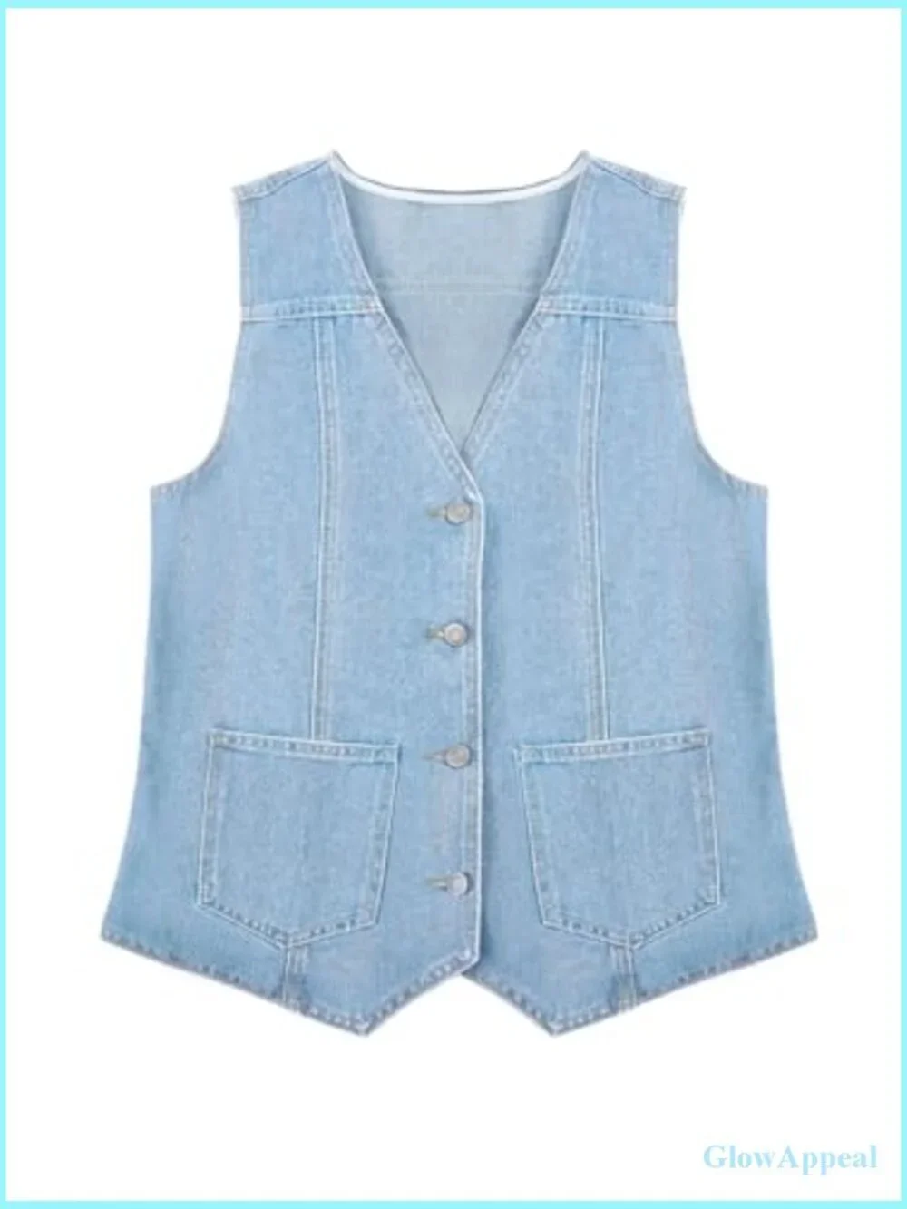 Denim Vest Women Casual V Neck Button Down Sleeveless Jean Jacket